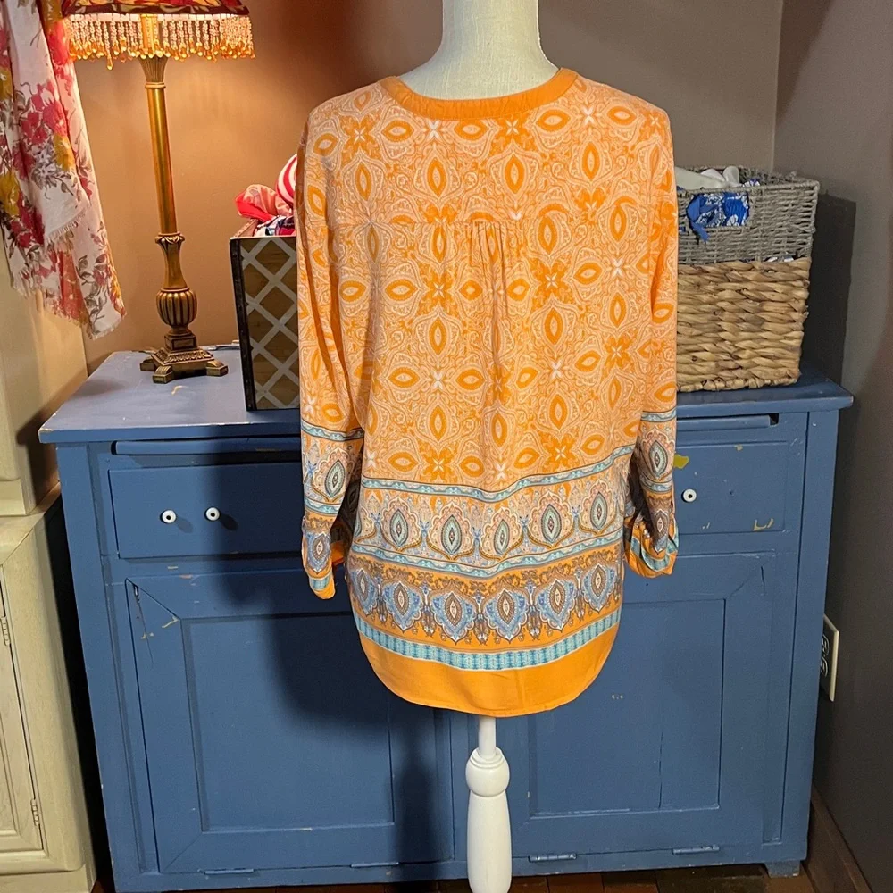 Ruby Rd size XL tunic blue and orange - Picture 5 of 6